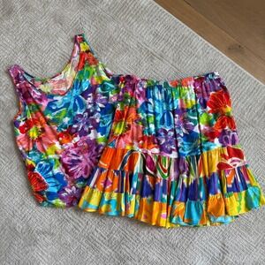 Jams World Calypso SET Top Skirt WOMEN Large Hawaii 50 YEAR BEACH TRAVEL RESORT